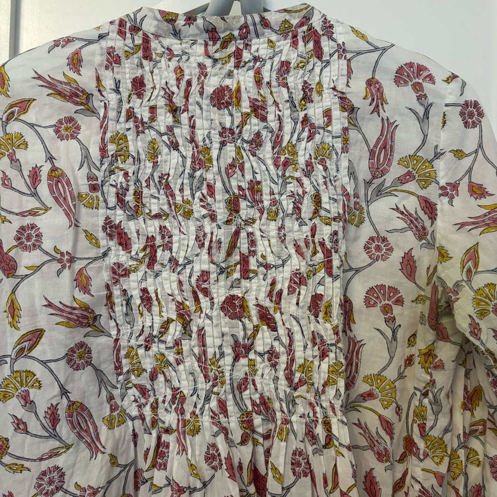 Roberta Roller Rabbit Floral Pintuck Long Sleeve Tunic Top - Picture 11 of 16